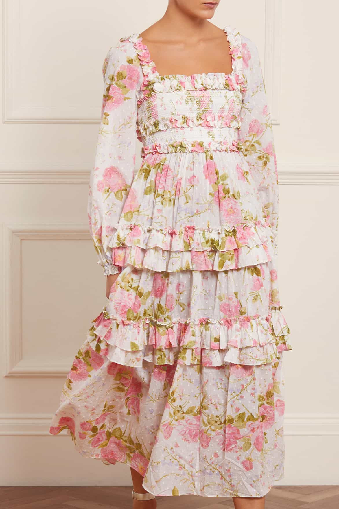 Rose Bluebell Cotton Smocked Ankle Gown | Needle & Thread