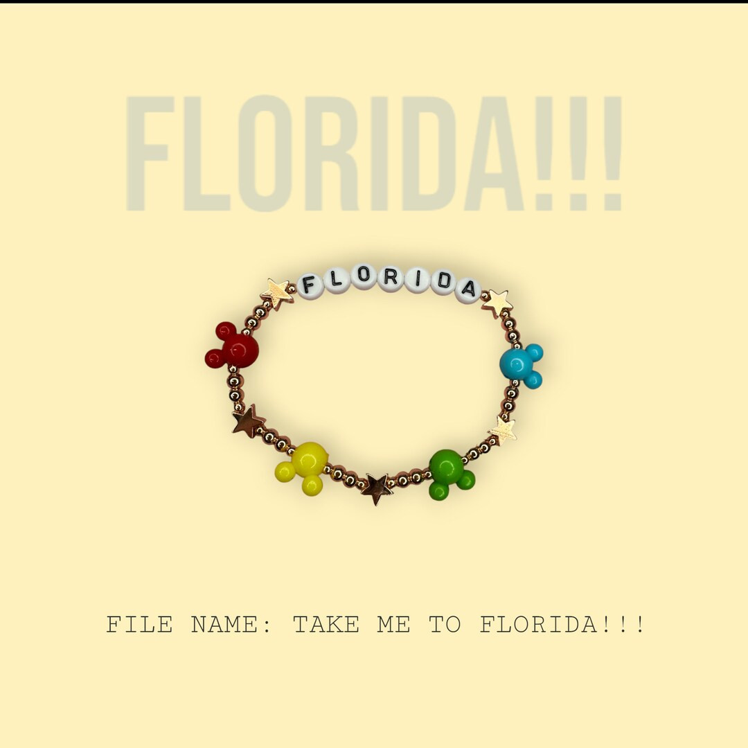 Take Me to Florida Custom 14k Gold Plated Beaded Bracelet Charm Bracelet Disney Inspired Swiftie ... | Etsy (US)