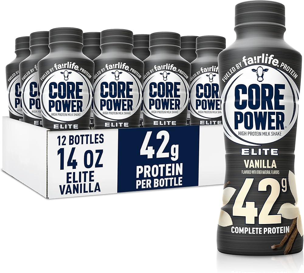 Core Power Elite High Protein Shake, Vanilla, 42g Bottle, 14oz, 12 Pack | Amazon (US)
