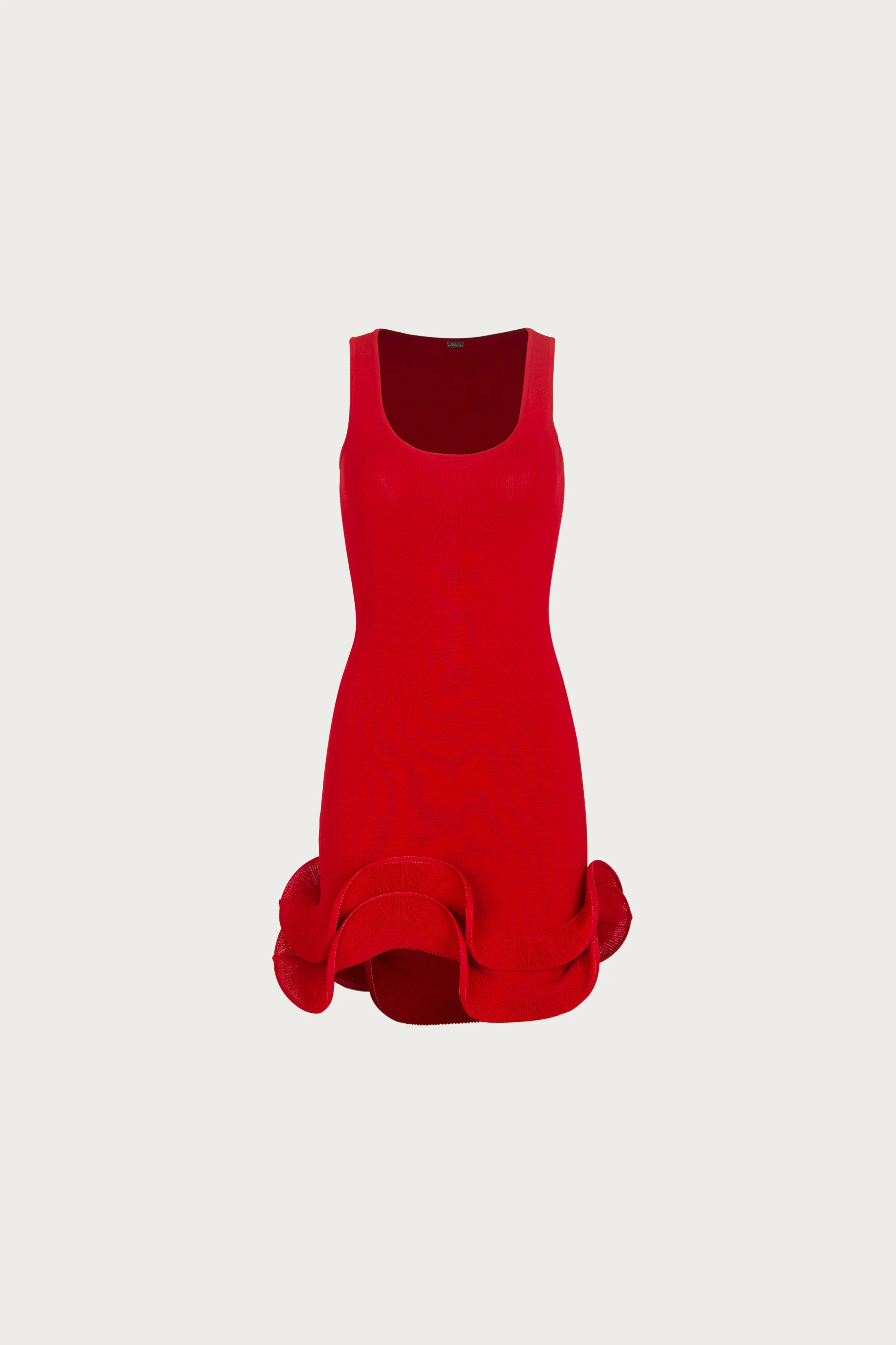Double Ruffle Hem Mini Dress (Red) | SAME