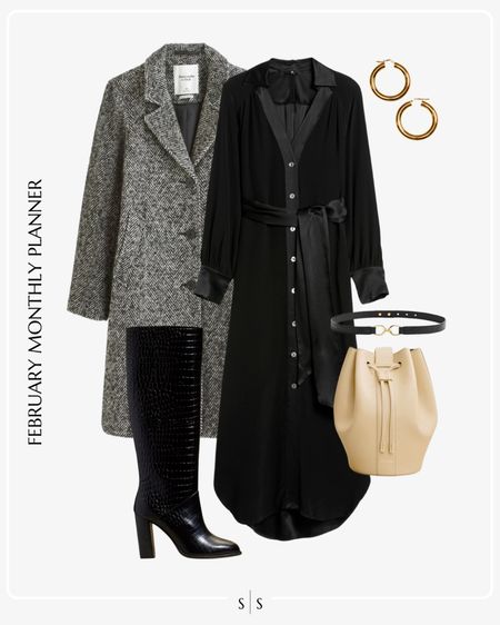 Monthly outfit planner: FEBRUARY: Winter looks | shirt dress, knee high boot, marled top coat 

See the entire calendar on thesarahstories.com ✨ 



#LTKstyletip #LTKworkwear