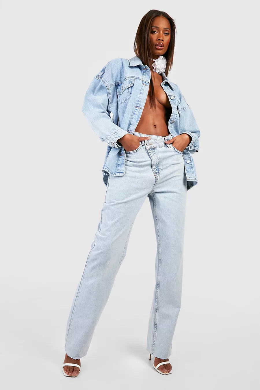 Asymmetric Waistband Mom Jeans | boohoo (US & Canada)