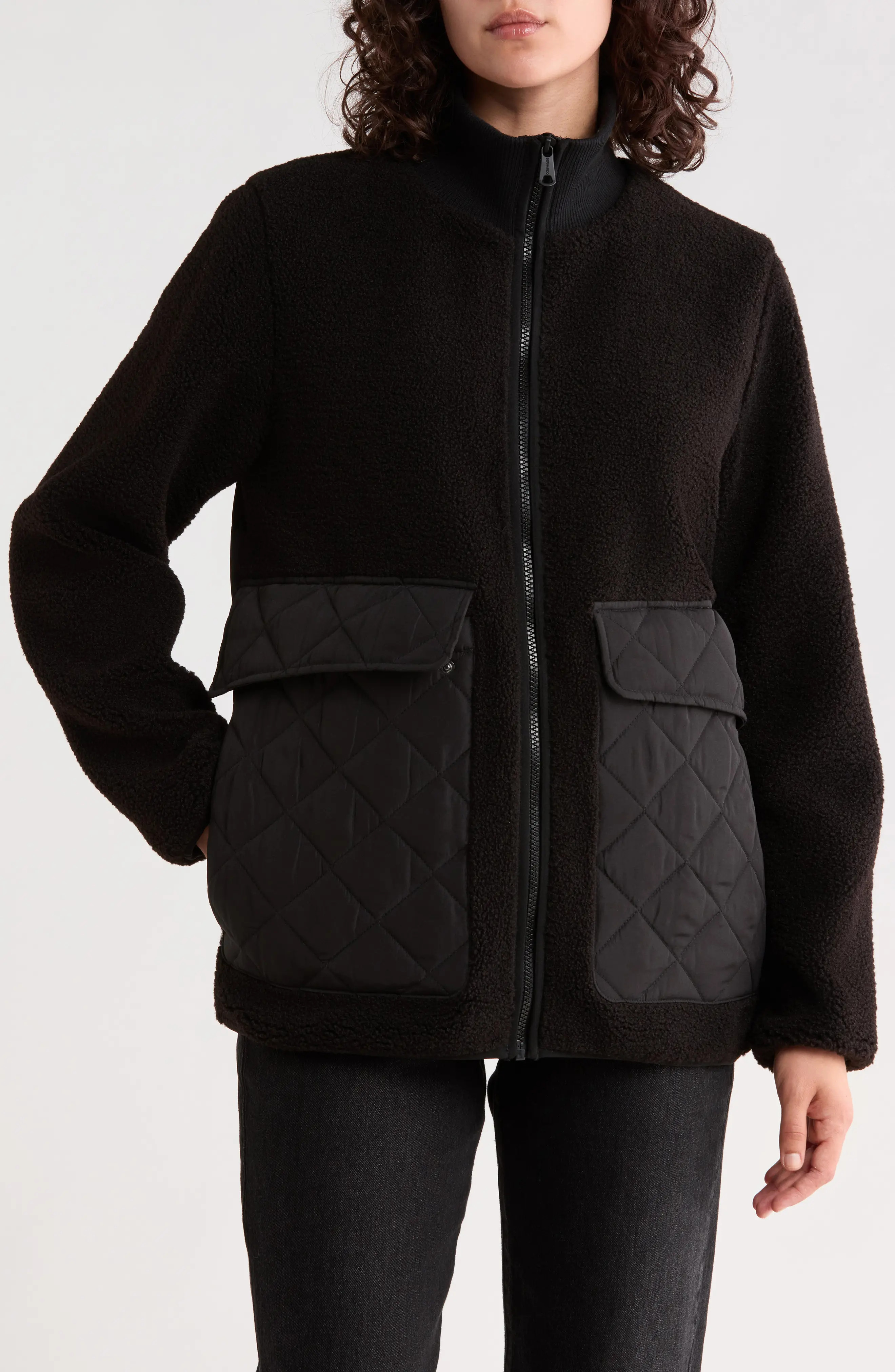 Bernardo Stand Collar Faux Shearling Liner Jacket in Black at Nordstrom Rack, Size Medium | Nordstrom Rack