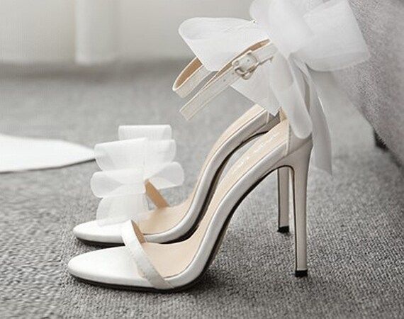Bridal Shoes Wedding Shoe for Bride Bows Shoes Wedding Heel | Etsy | Etsy (US)