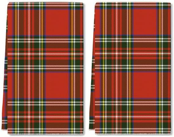 Uptell Kitchen Towels Plaid Tartan Red Green Hand Towels Dish Towels Set of 2,16x24 Inch Drying D... | Amazon (US)
