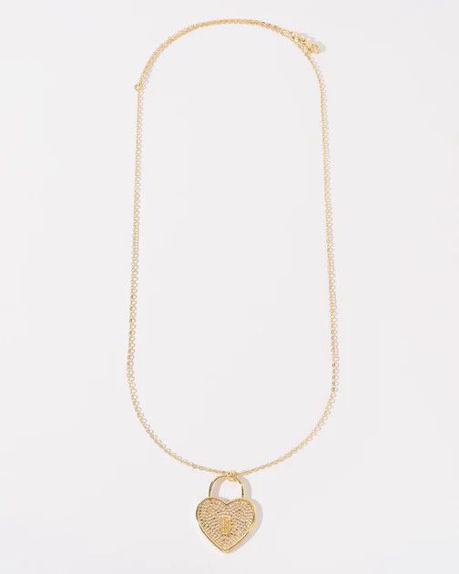 Love Lock Down Heart Charm Necklace - Gold | VICI