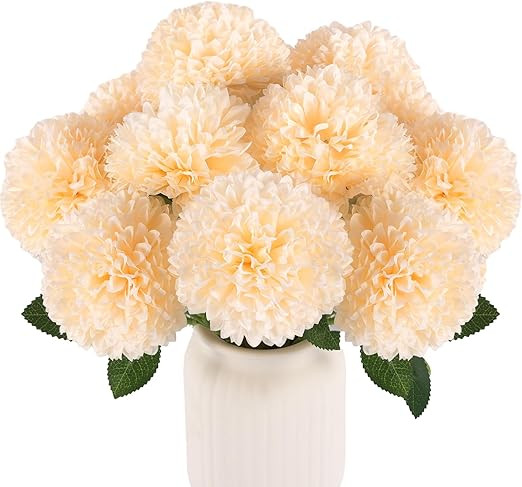 Hananona 12 Pcs Artificial Chrysanthemums Flowers Ball Flowers, Fake Mums Flowers Silk Plants for... | Amazon (US)