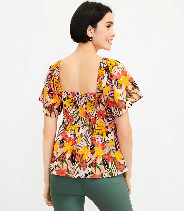 Tropical Flutter Tie Neck Top | LOFT