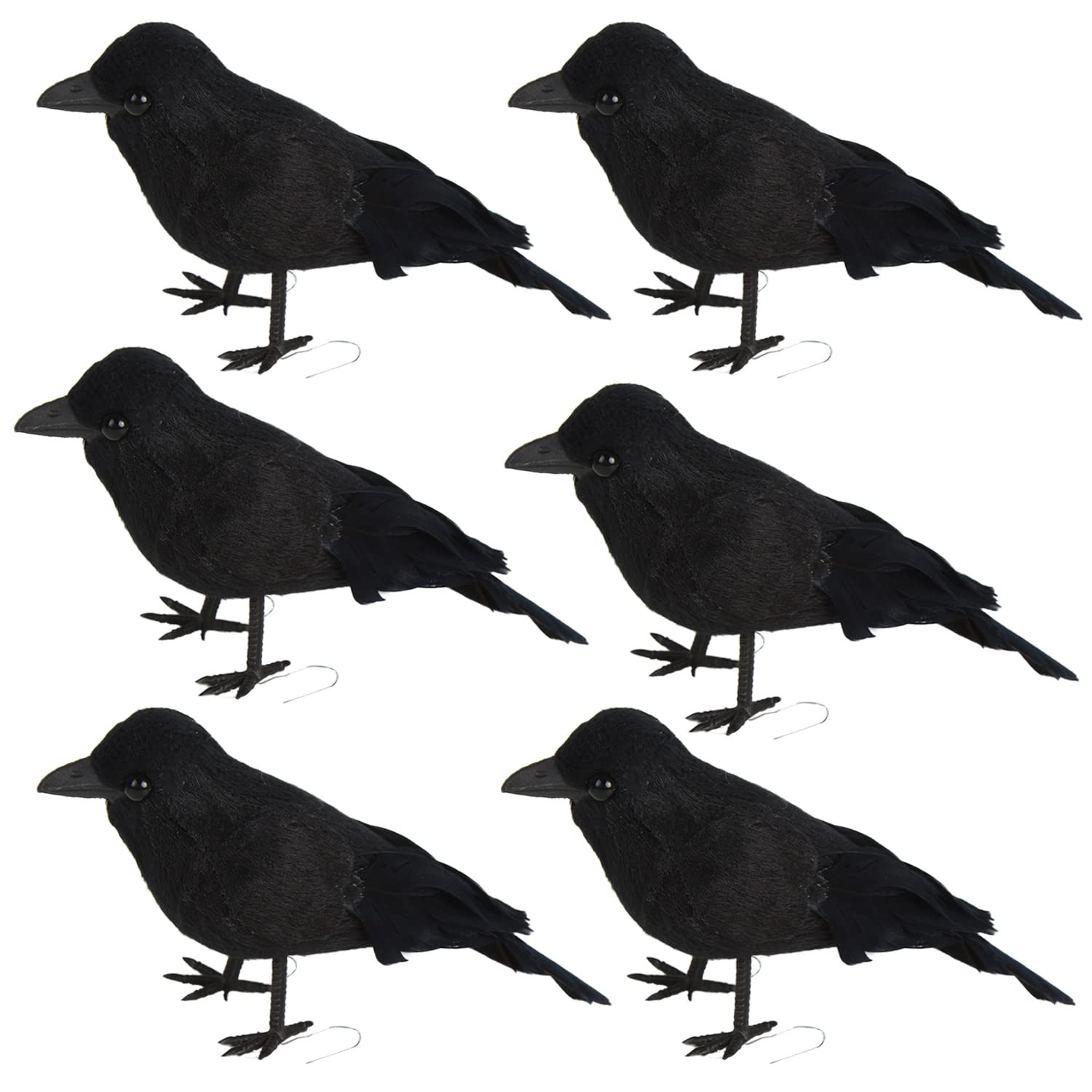 FOIMAS Halloween Black Crows,Realistic Feathered Crow Ravens Prop for Inddor Outdoor Halloween Pa... | Amazon (US)