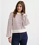 Stripe Ribbed Blouson Sweater | LOFT