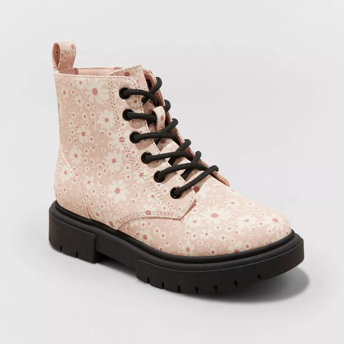 Girls' Kayden Floral Print Lug Sole Lace-Up Zipper Boots - art class™ | Target