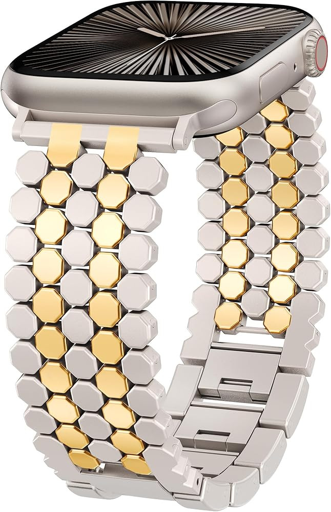 Minyee Compatible with Apple Watch Band Women 41/40/38/44/45/46/49/42mm, Dressy Honeycomb Pretty ... | Amazon (US)