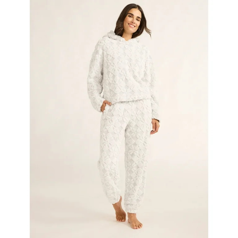 Joyspun Women's Embossed Plush Pajama Set, 2-piece, Size XS to 2X | Walmart (US)