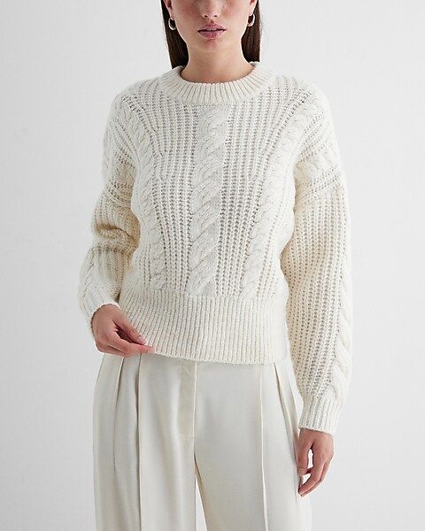Cable Knit Crew Neck Sweater | Express
