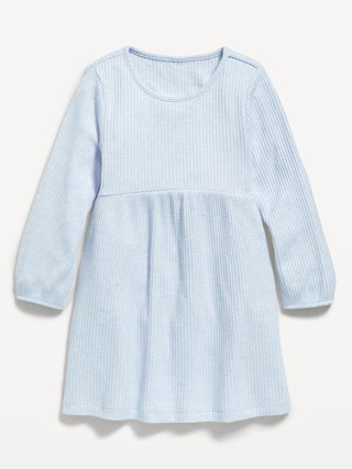 Long-Sleeve Shiny Ribbed Dress for Toddler Girls | Old Navy (US)