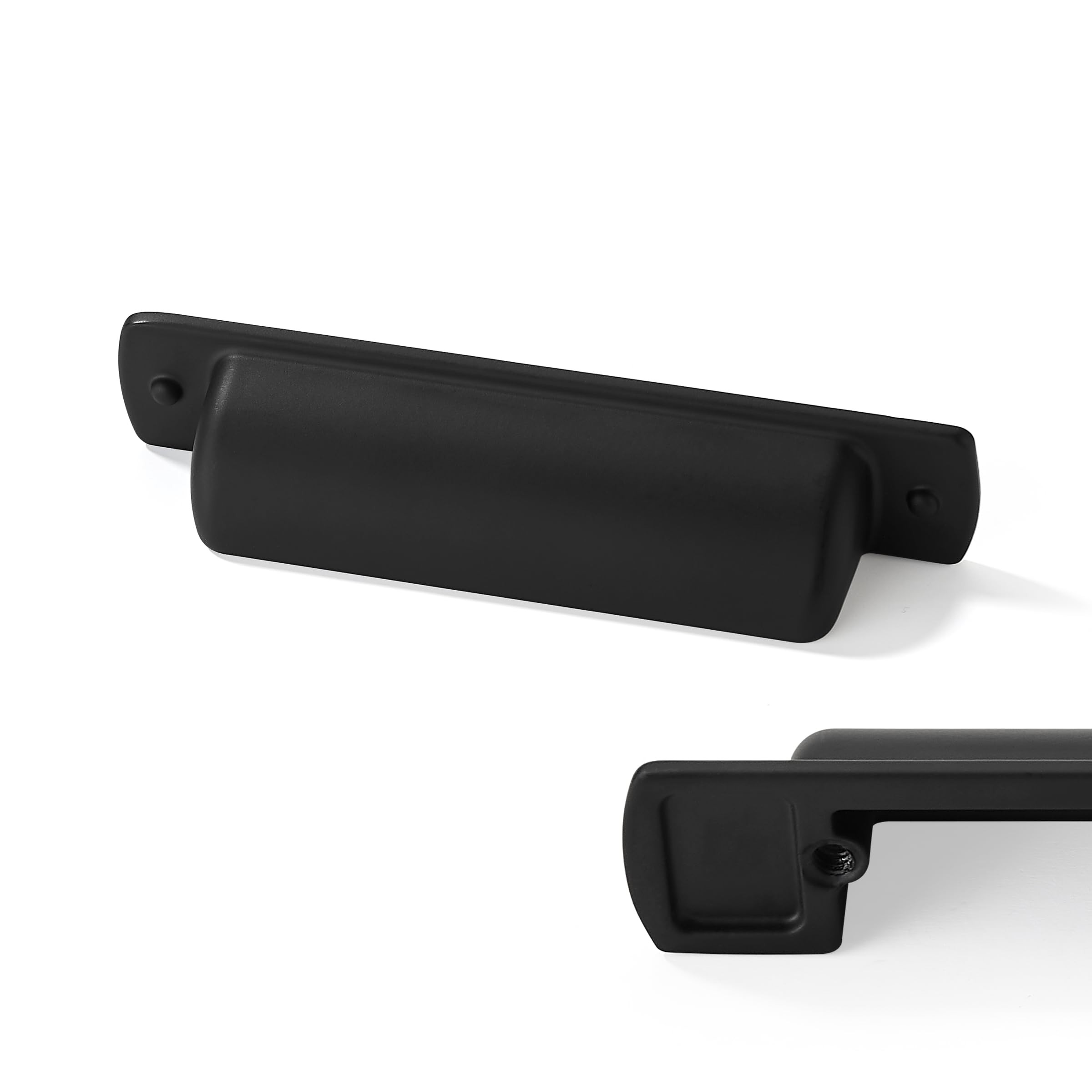 10 Pack Black Cup Pulls - 2-1/2" (64mm) Center to Center Drawer Pulls - Matte Black Vintage Cabin... | Amazon (US)