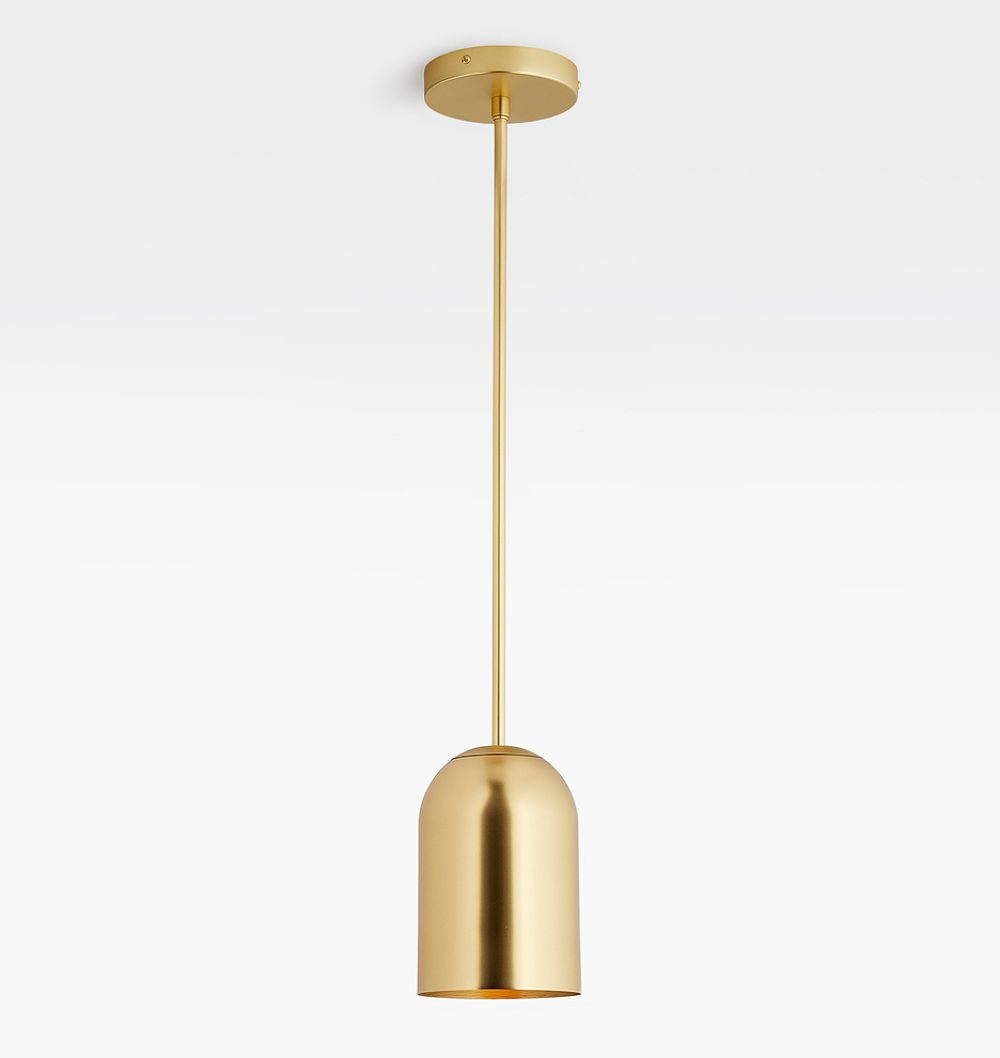 Paige 5" Dome Pendant, Aged Brass - 32" Length | Rejuvenation