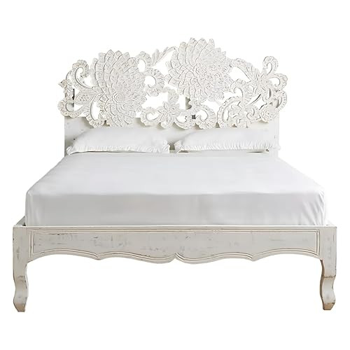 Handmade Carved Queen Size Bed Frame Solid Mango Wood Bohemian Carved Bed Frame With White Coasta... | Amazon (US)