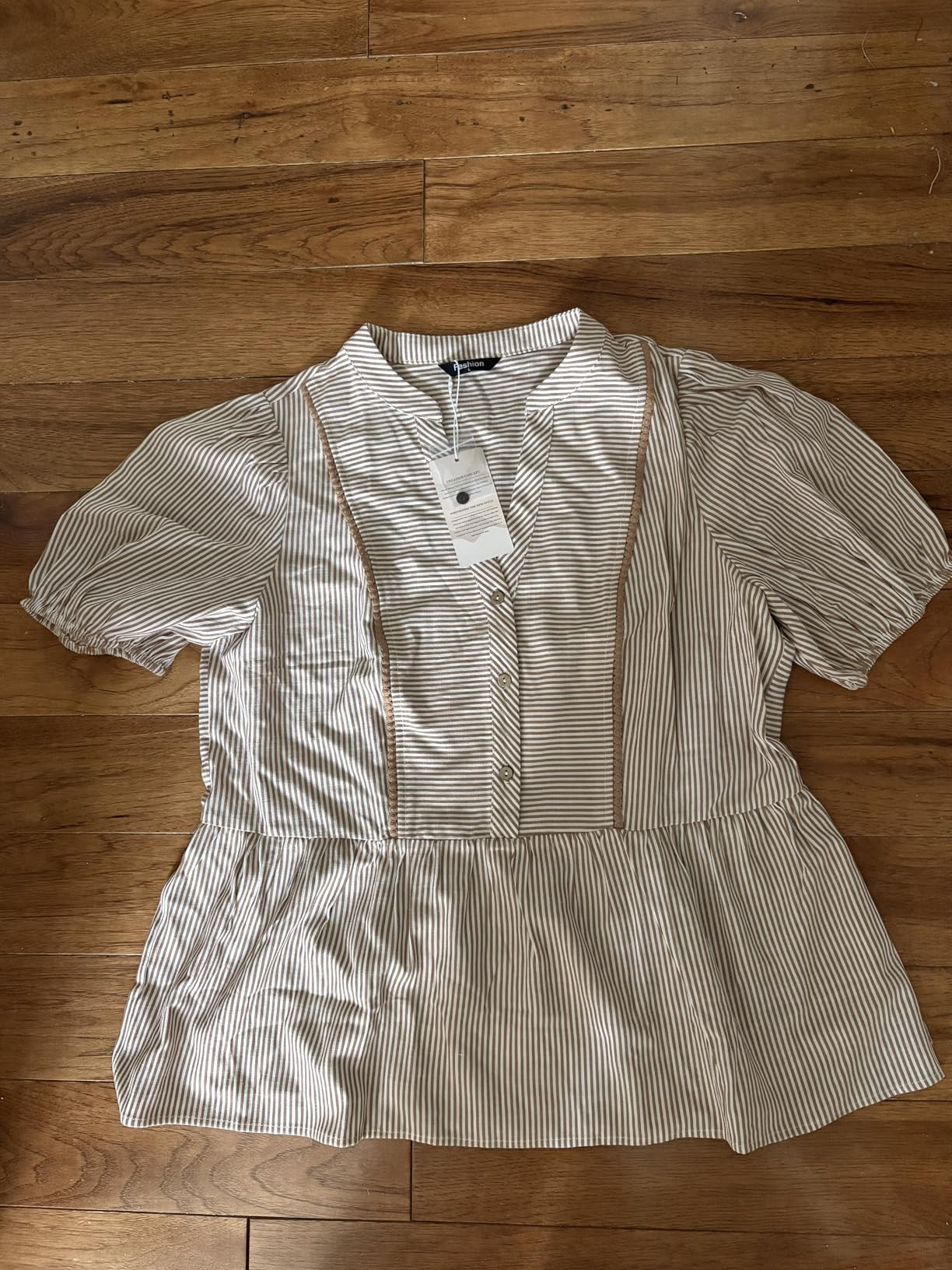 dowerme Womens Summer Tops 2026 Fashion Lantern Short Sleeve V Neck Button Peplum Shirts Spring S... | Amazon (US)