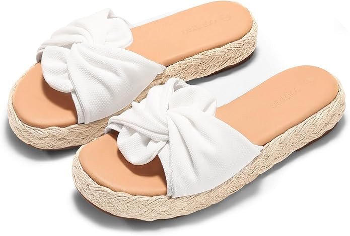 Coutgo Womens Platform Espadrilles Sandals Twist Open Toe Slip On Slides Summer Beach Shoes | Amazon (US)
