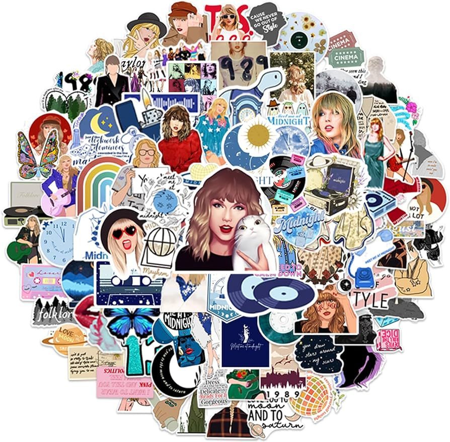 100Pcs Singer Stickers for Taylor, Music Album Waterproof Vinyl Sticker Birthday Gifts for Laptop... | Amazon (US)