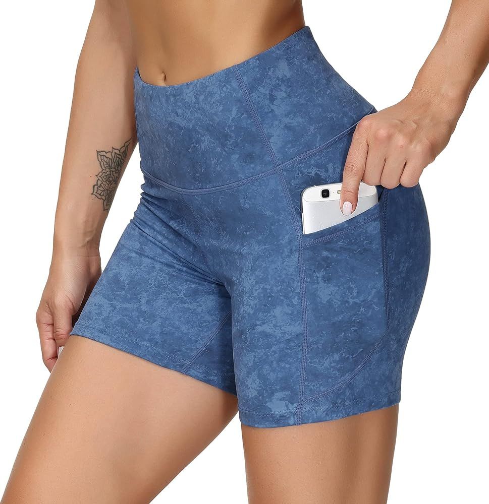 THE GYM PEOPLE High Waist Yoga Shorts for Women Tummy Control Fitness Athletic Workout Running S... | Amazon (US)
