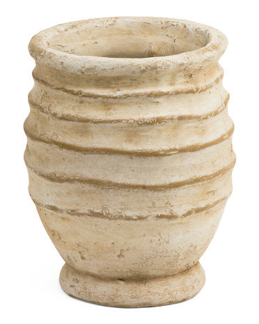 7x9 Earthy Ridged Cement Planter Vase | TJ Maxx