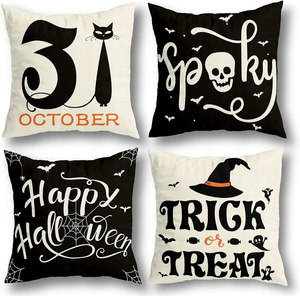 RioGree Halloween Decorations Pillow Covers 18x18 Set of 4 for Halloween Decor Indoor Outdoor, Pa... | Amazon (US)