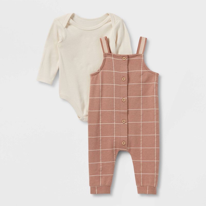 Grayson Collective Baby French Terry Button Bodysuit Set - Brown | Target