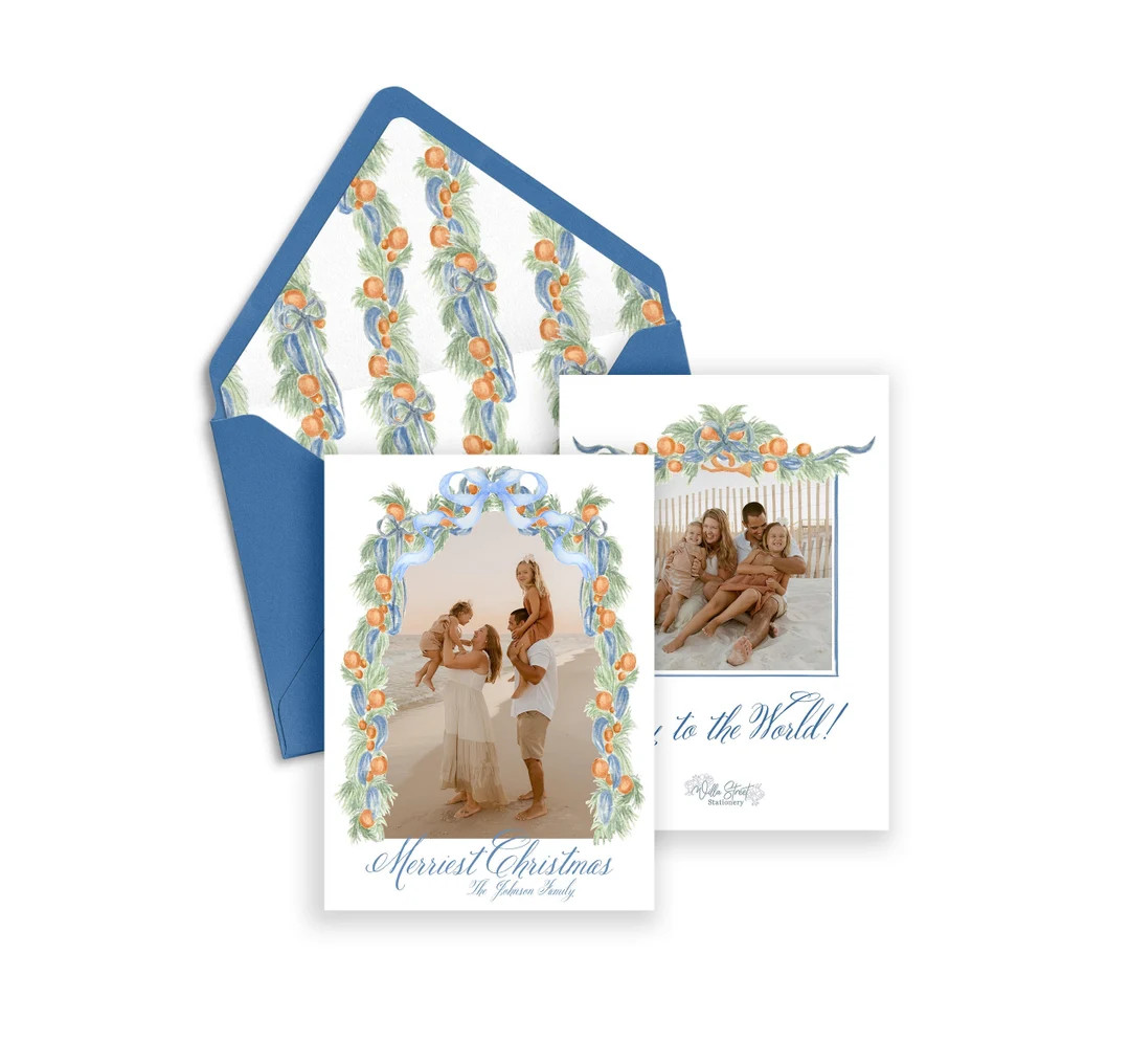 Christmas Citrus Christmas Card Watercolor Christmas Card - Etsy | Etsy (US)