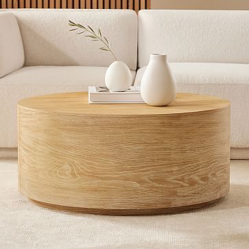Volume Round Drum Coffee Table (36"–44") - Wood | West Elm (US)