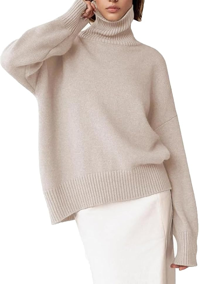 JASCLS Women's Mock Neck Chunky Long Sleeve Knitted Pullover Sweaters Oversized Trendy Fall Winte... | Amazon (US)