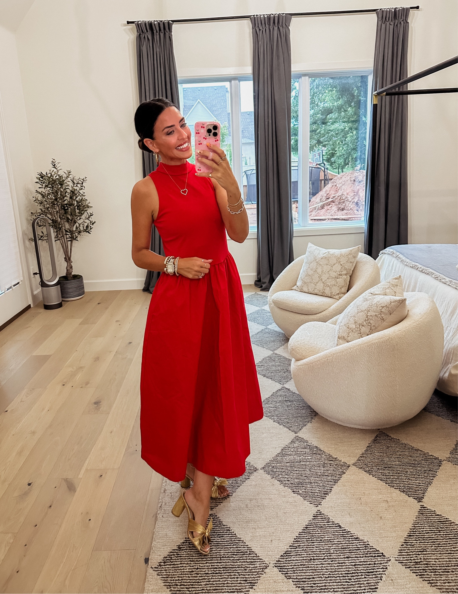 open lace back dress MARMALADE 1970s Style Red Dress with White Collar – Marmalade-shop main image 1