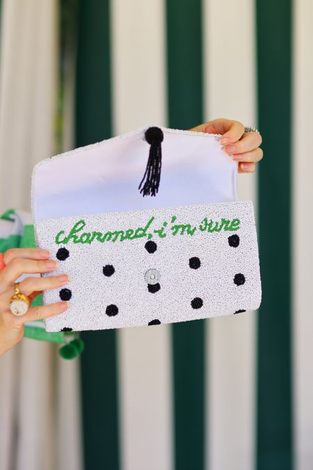 Hand beaded polka dot clutch with “charmed i’m sure” scrawled inside 💚

So cute for the holidays, date nights, weddings 

Kelly Golightly x Beth Ladd



#LTKwedding #LTKGiftGuide #LTKitbag