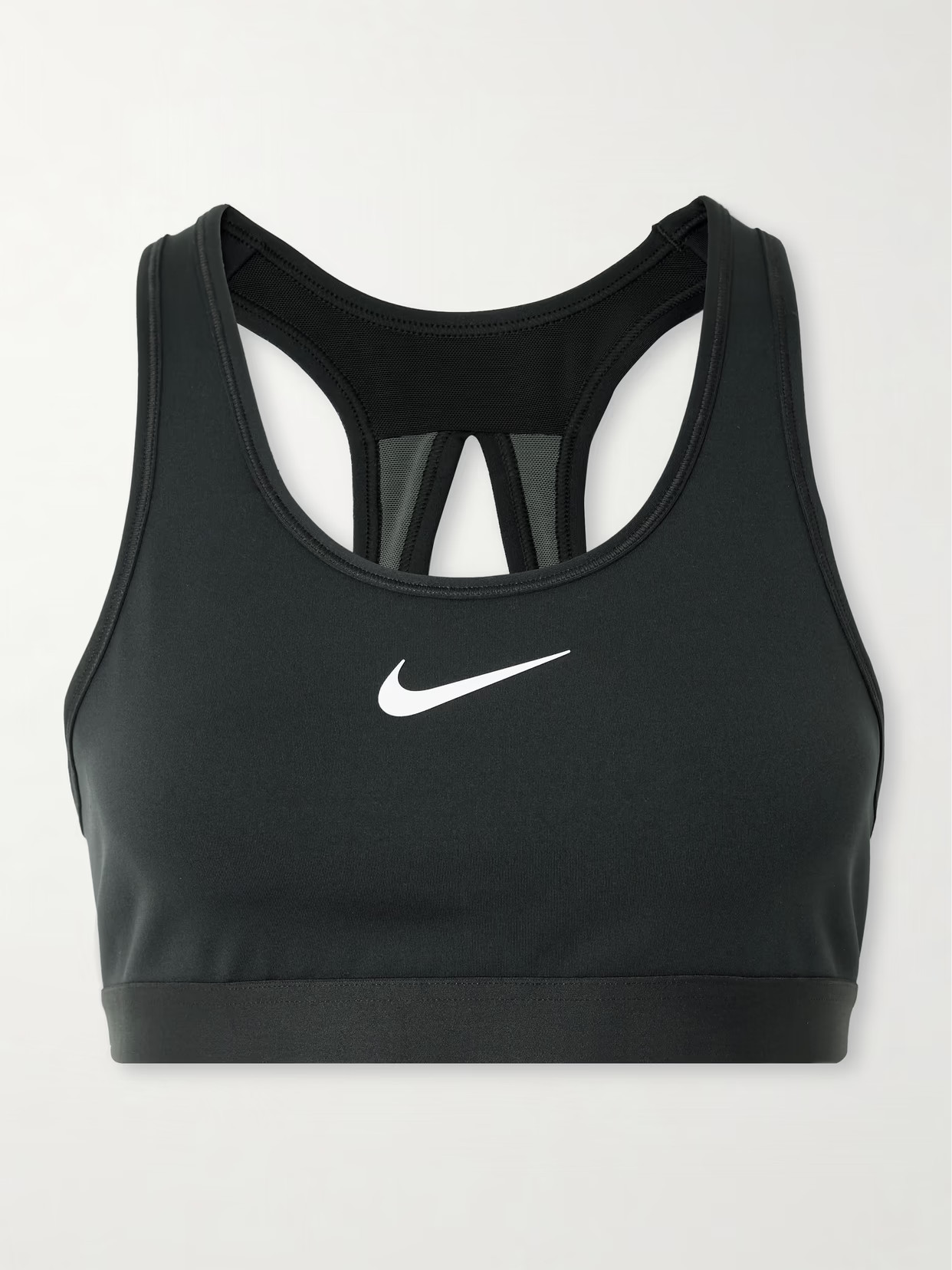 Nike - Swoosh Mesh-trimmed Stretch Sports Bra - Black | NET-A-PORTER (US)