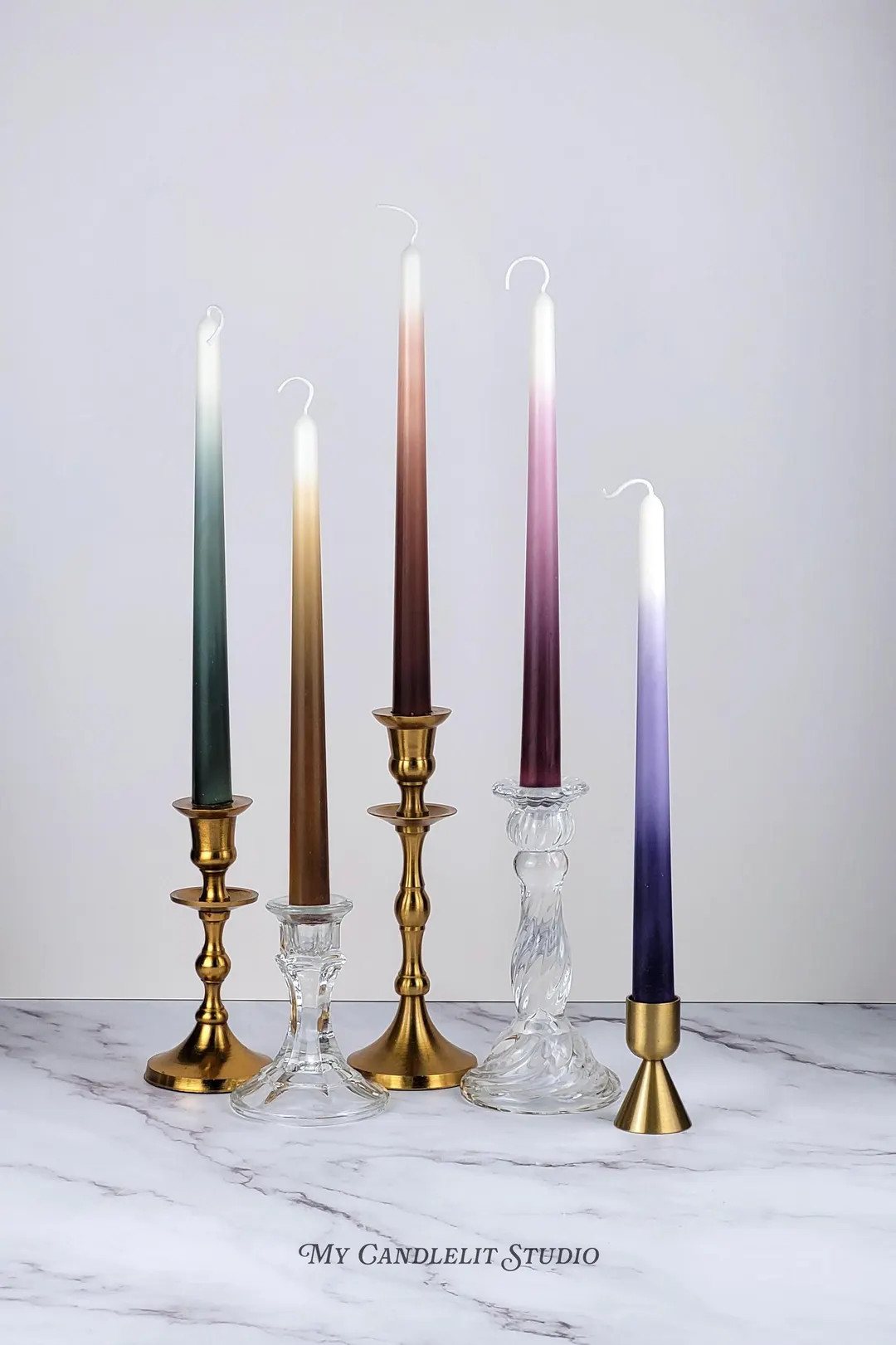 Handmade Gradient Taper Candle, Dripless Ombre Taper Candle, Soy Beeswax Blend, Unscented, Dinner... | Etsy (US)