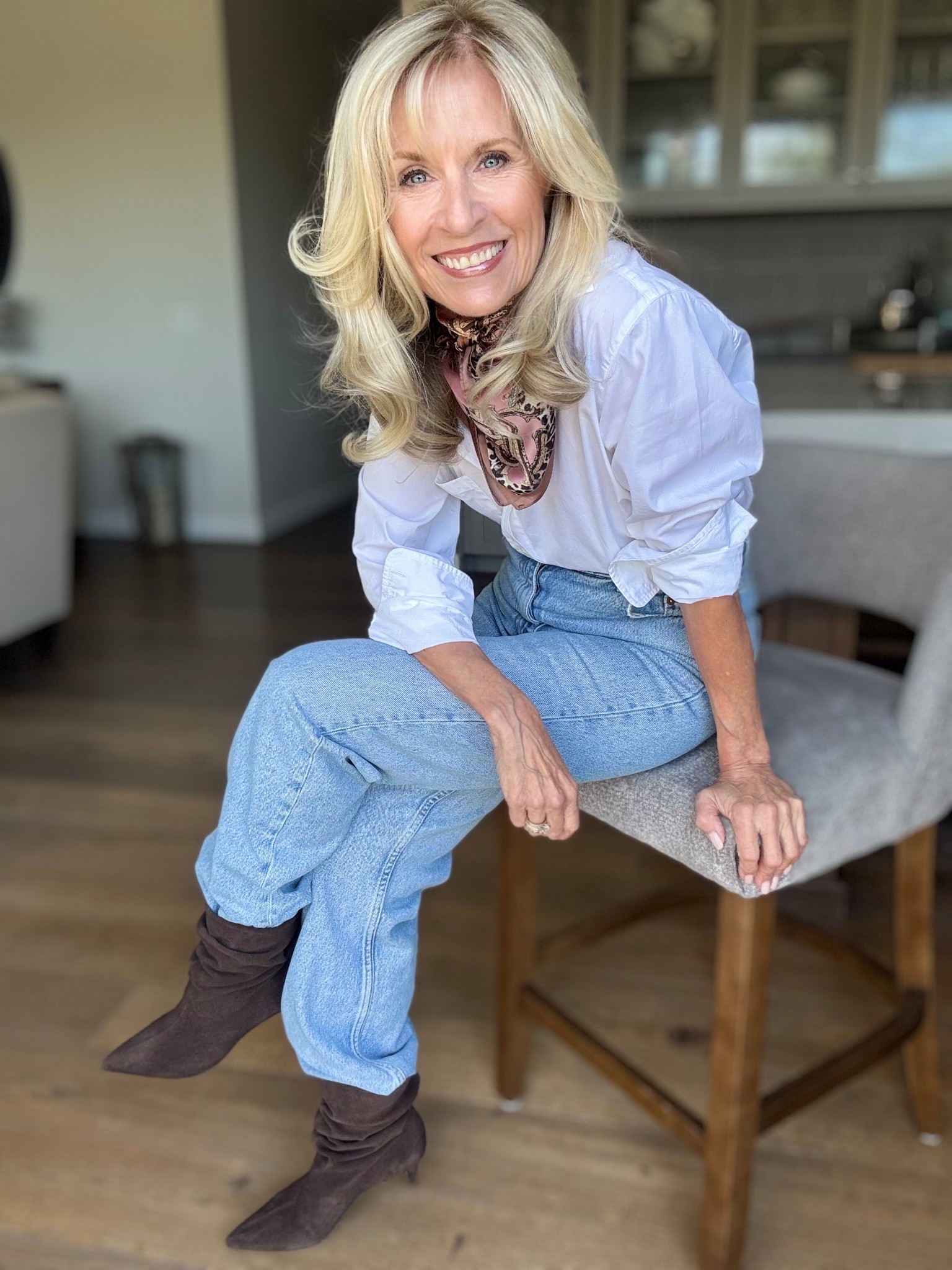 The Slouch Boot... How to Style Spring 2026 Trends for 60+

If you’re a pro-age woman and always wondered, how can I wear those trends? I’m here for you. Welcome to my 2nd week of my Style Series for Spring!

As seen in Europe, these Slouch Boots are here! Your pants are meant to be just stuffed into them. No need to be nice and neat. Just stuff them in and here’s a tip: try stuffing them into your socks first to keep them tucked.

I like this look with a blouse and the trending scarf tied around my neck.

I’ve always been a huge fan of trends ever since I worked at Nordstrom doing their fashion shows. (Don’t get me wrong I love the classics and my basics.)

The trends just give me that creative way to fly. You don’t need to get every single one that’s out there this season. Just a couple that resonate with you. Then maybe I can inspire you, my friend, that pro-age woman on how to style them.

What do you think of the Slouch Boot?

Follow me for more 50+ style inspiration.

#LTKOver40 #LTKootd