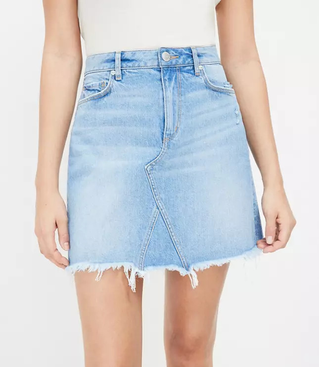 Frayed Denim Shift Skirt | LOFT