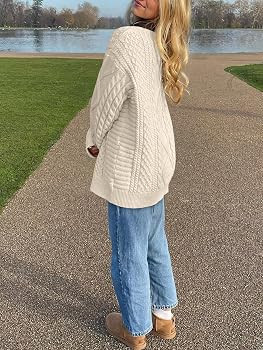 ANRABESS Sweaters for Women Oversized Cable Knit Fall Long Sleeve Crewneck Casual Pullover Sweate... | Amazon (US)