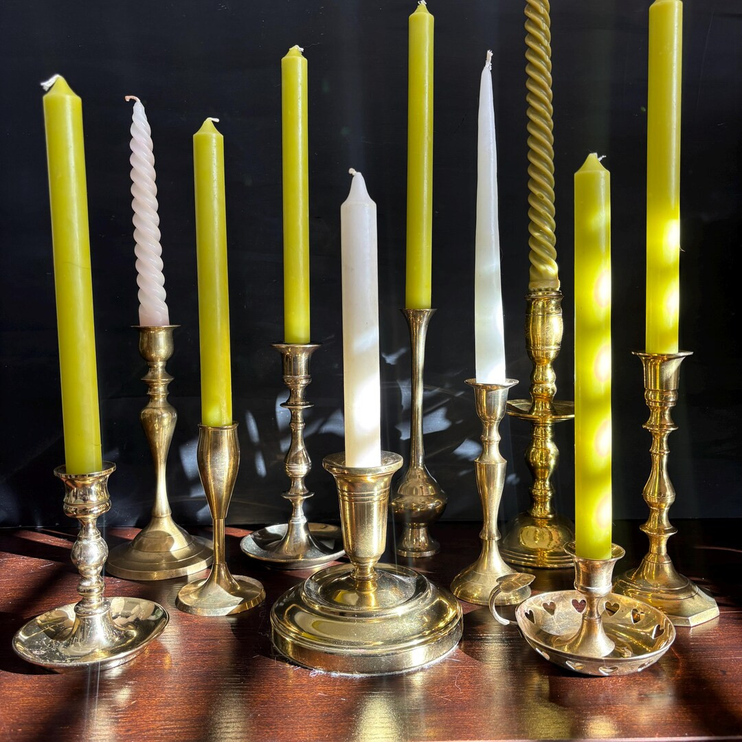 Vintage Brass Candlestick Collection: Set of 10, Various Heights | Etsy (US)