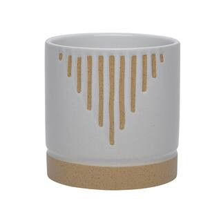 6" Cream & Tan Geo Line Ceramic Pot by Ashland® | Michaels | Michaels Stores