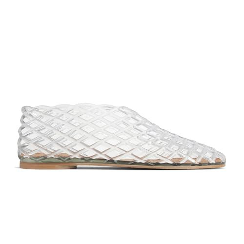 MAIJED Jelly Mesh Ballet Flats for Women Clear Hollow Jellies Flat Sandals Round Toe Slip On Beach Balleria Flat Shoes Clear US11 | Amazon (US)