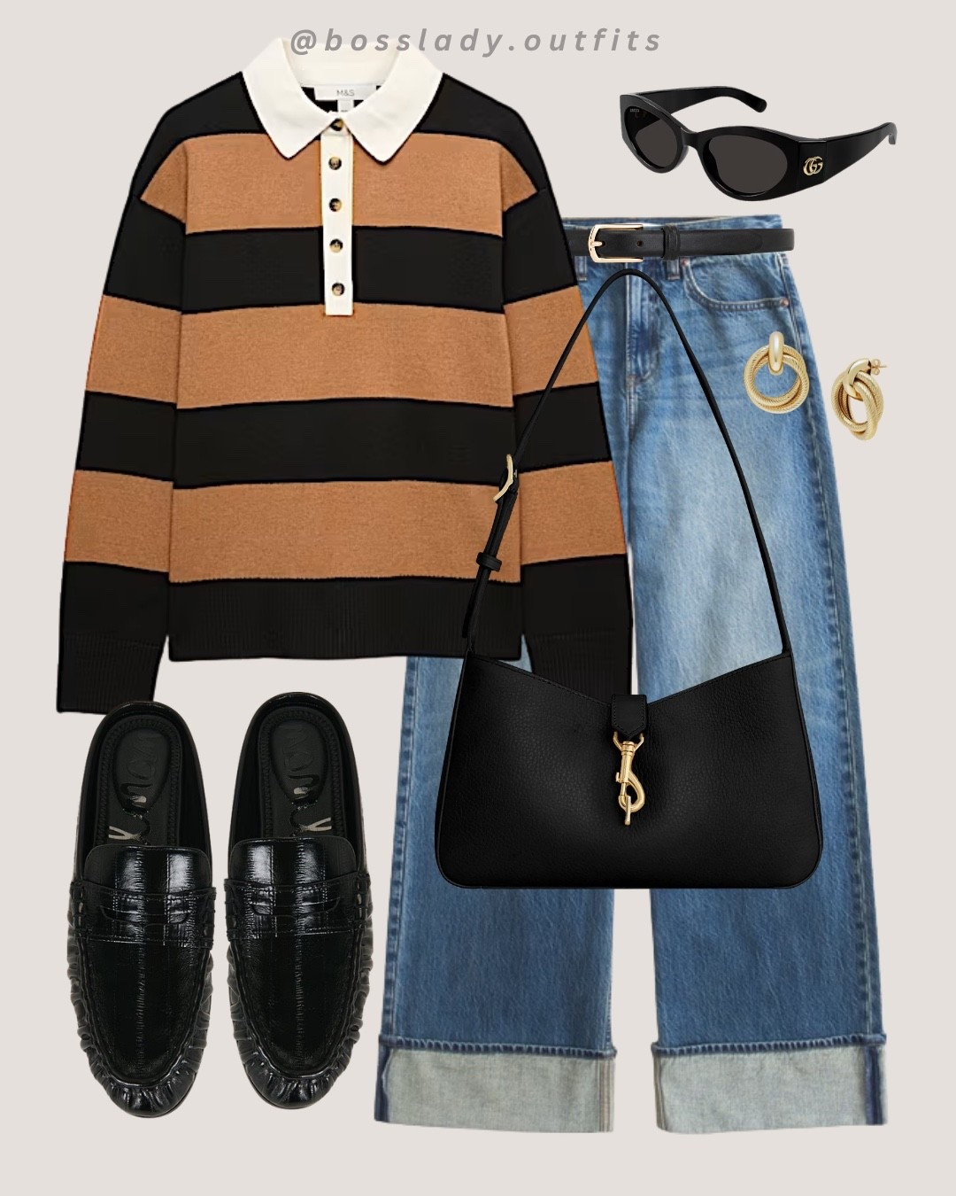 Rugby stripes and gold hoops, this fit is giving old money energy fr

Tags: fall outfit inspo, rugby polo outfit, striped sweater outfit, wide leg jeans outfit, black loafers outfit, casual fall fit, old money outfit, everyday outfit inspo, fall street style, cozy fall outfit

#LTKstyletip #LTKshoes #LTKbag