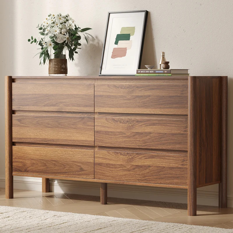 6 Drawers Dresser,  Double Dresser With Solid Wood Leg For Bedroom, Living Room | Wayfair North America