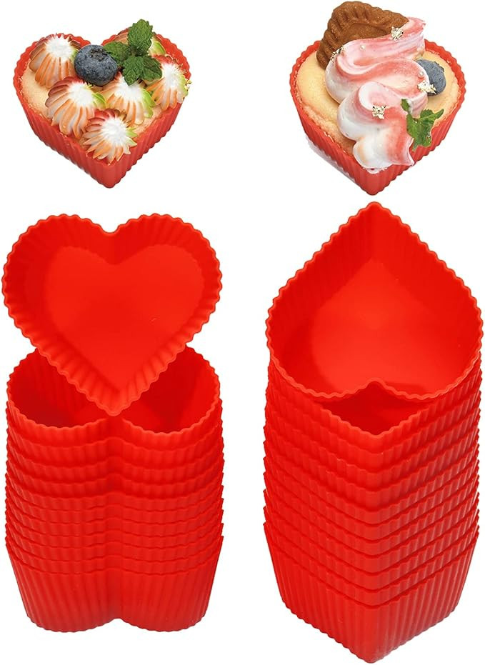 Baking Cups Cupcake Liners Silicone - Non-Stick Pastry Muffin Liner Molds, 2.75 Inch Reusable Sto... | Amazon (US)