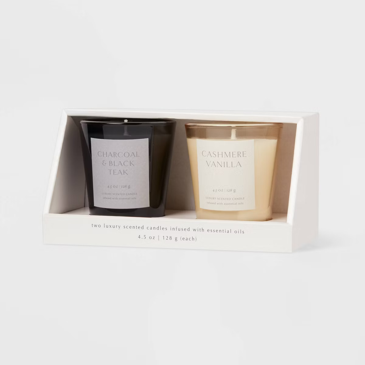 2pk 4.5oz Gift Set Cashmere Vanilla and Charcoal and Black Teak Votive Candle - Threshold™ | Target