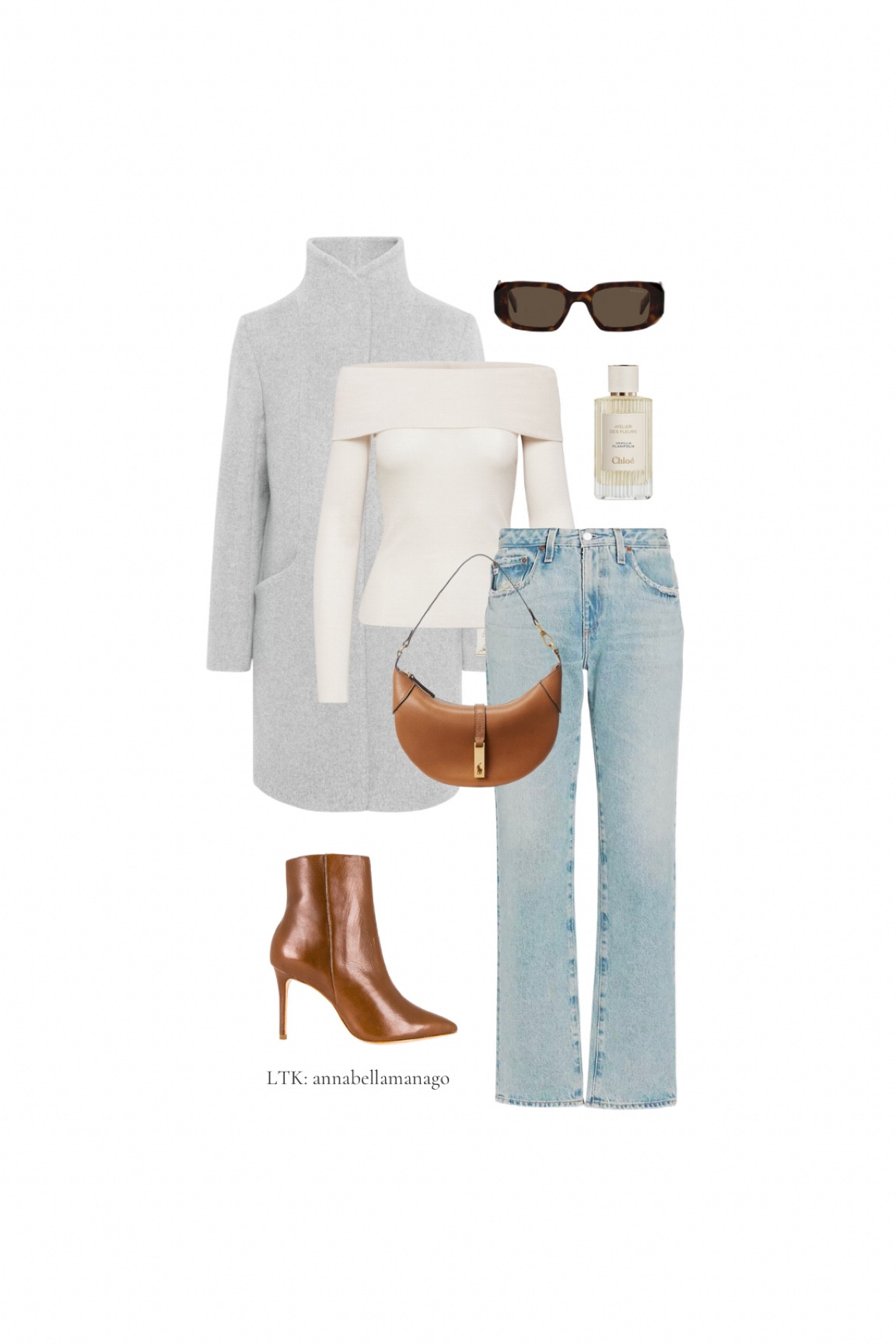 Fall/Winter transitional outfit ⭐️

Aritzia off the shoulder top, white sweater, long light gray wool coat, light wash denim, brown leather boots, leather bag

#LTKHoliday #LTKSeasonal #LTKstyletip