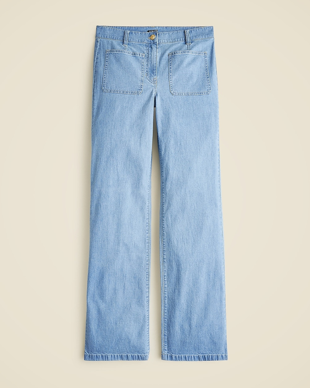 High-rise kickout jean with sailor pockets in drapey denim | J. Crew US