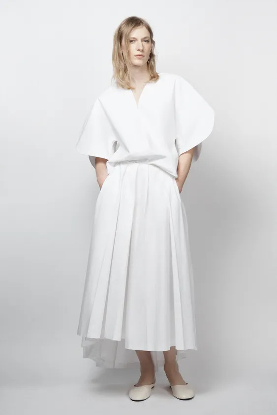 JUPE POPELINE ASYMÉTRIQUE ZW COLLECTION LIMITED EDITION | Zara US