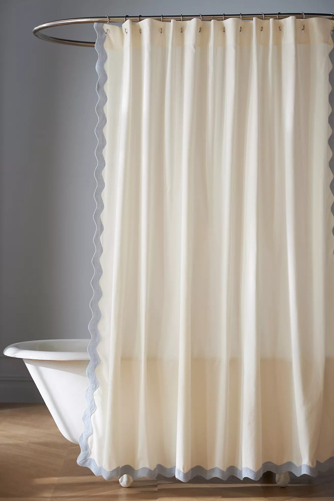 Maeve by Anthropologie Embroidered Scalloped Cotton Shower Curtain | Anthropologie (US)